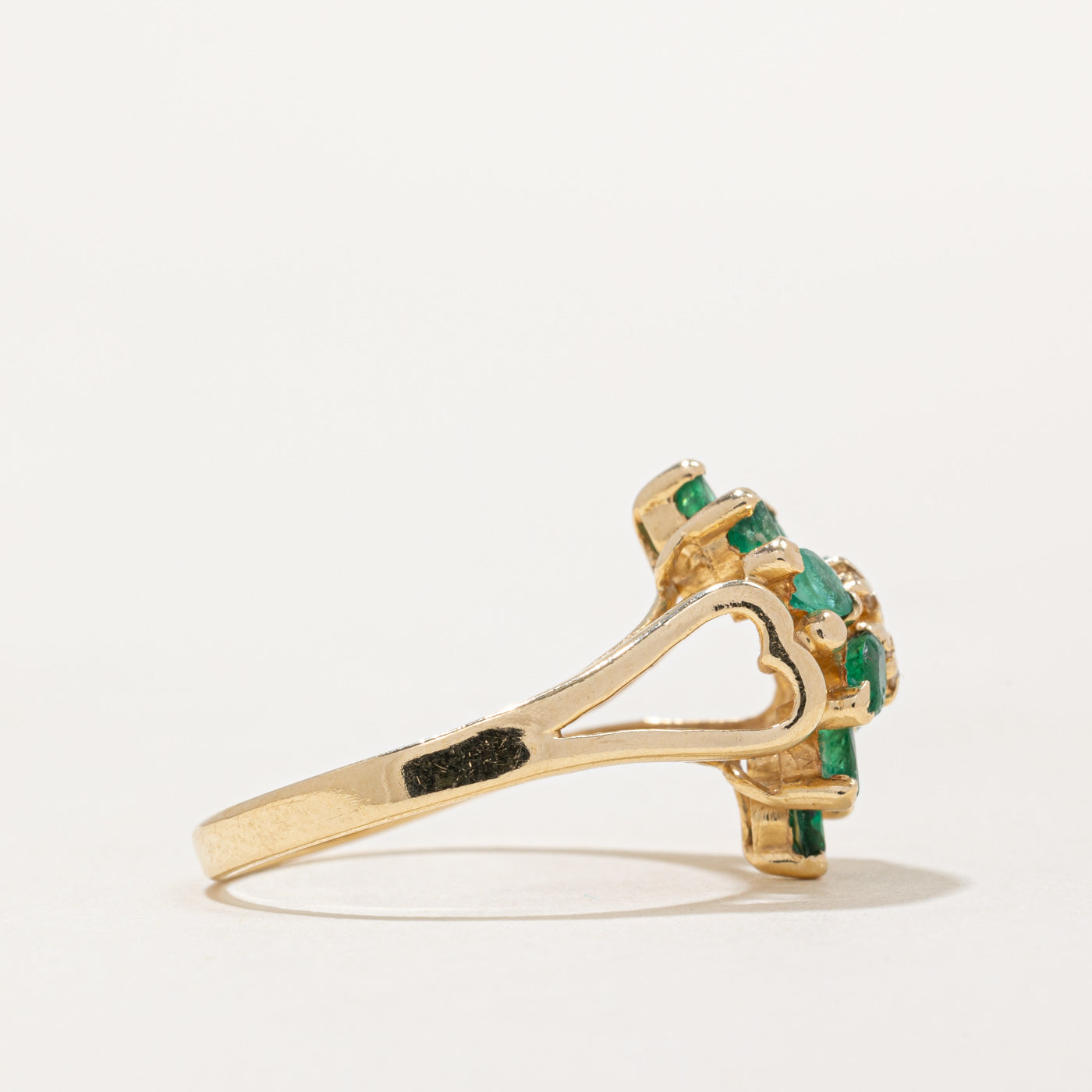 Exquisite 0.35ctw Emerald & Diamond Cluster Cocktail Ring | Size 7.25 | Elegant Jewelry for Women | Perfect for Evening Parties, Weddings & Special Occasions