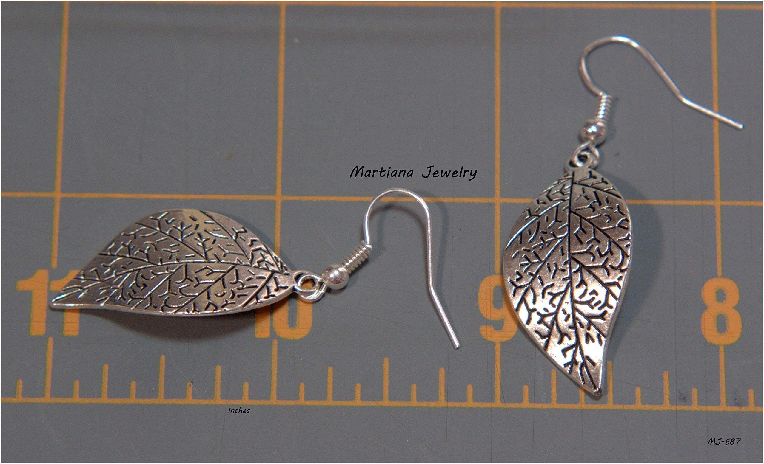 Silver Tone Curved Leaf Earrings with Etched Details - 1.25 Inch Nature-Inspired Jewelry for Women | Perfect for Everyday Wear, Parties & Boho Fashion