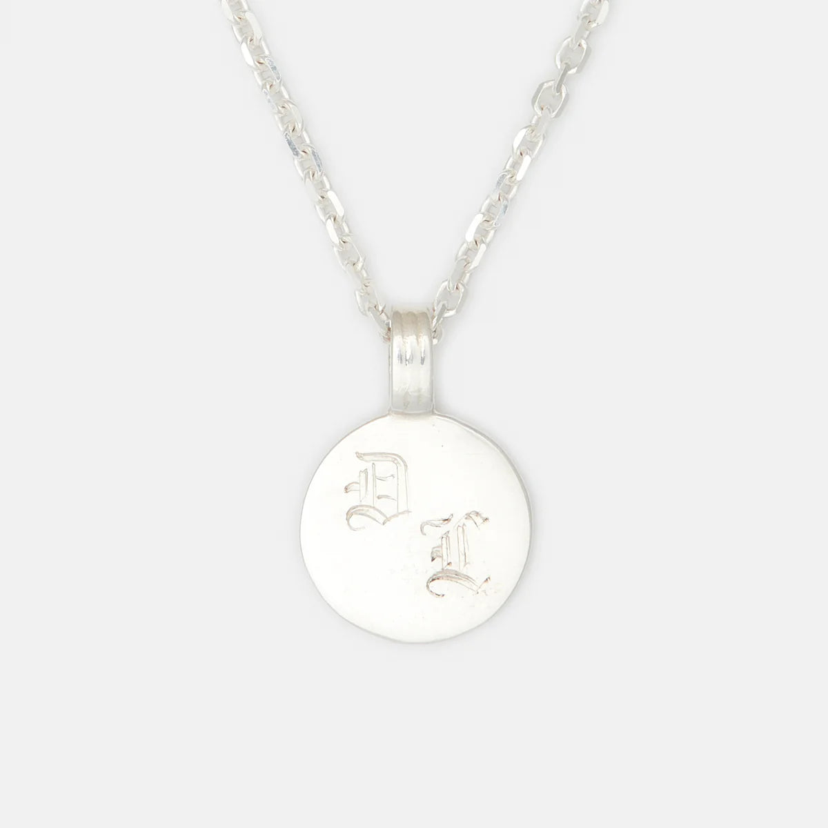 His and Hers Joan Initial Medallion Necklace in Sterling Silver - Perfect Couple Gift for Anniversary, Valentine's Day & Romantic Occasions