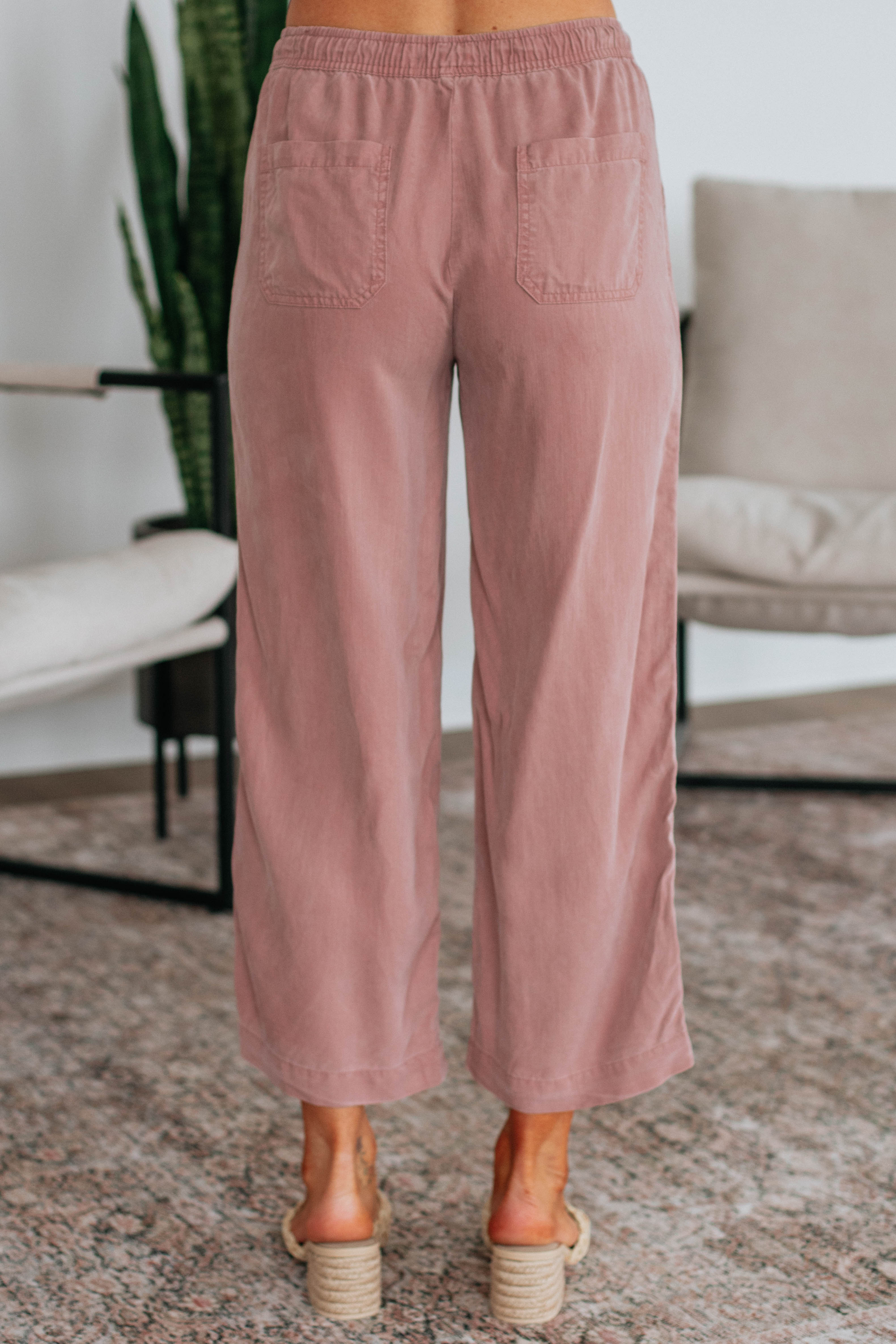 Duncan Casual Pants for Women - Soft Mauve Trousers with Comfortable Elastic Waist | Perfect for Work, Travel & Everyday Wear