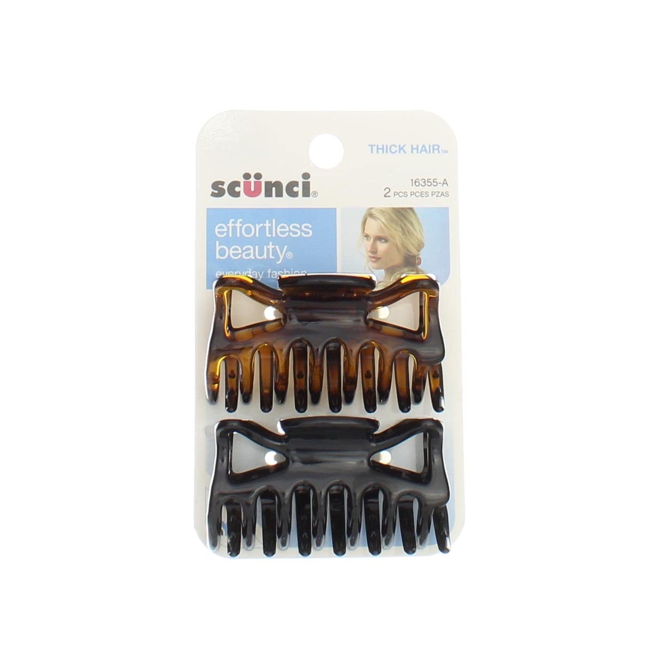 Scunci Thick Hair Jaw Clips - 1 Pack (12 Pieces) for Women, Strong Hold Hair Clips for Thick Hair, Perfect for Updos, Ponytails & Styling at Home, Work or Gym
