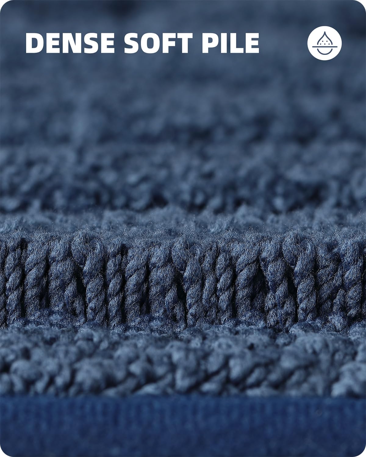 Non-Slip Navy Blue Bath Mat - Soft Absorbent Microfiber for Bathroom & Shower - 20x32 Inches