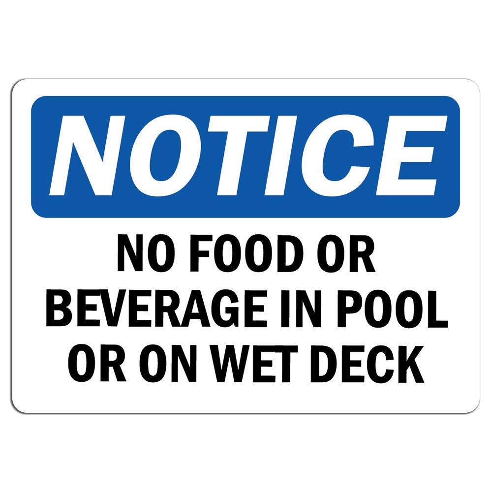 No Food or Beverages in Pool or on Wet Deck Sign - 12