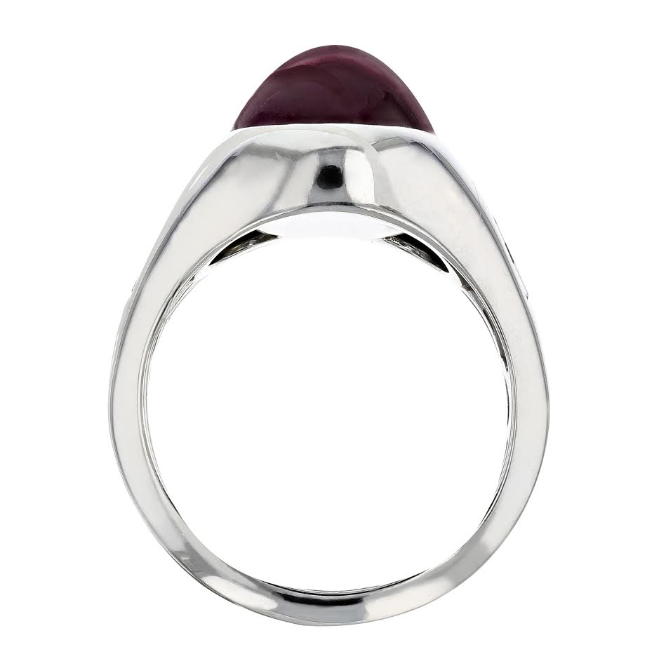 18KT White Gold Men's Ruby and Diamond Ring - 16.80 CT Ruby & 0.78 CTW Diamonds - Luxury Wedding Band, Anniversary Gift, or Engagement Ring for Him