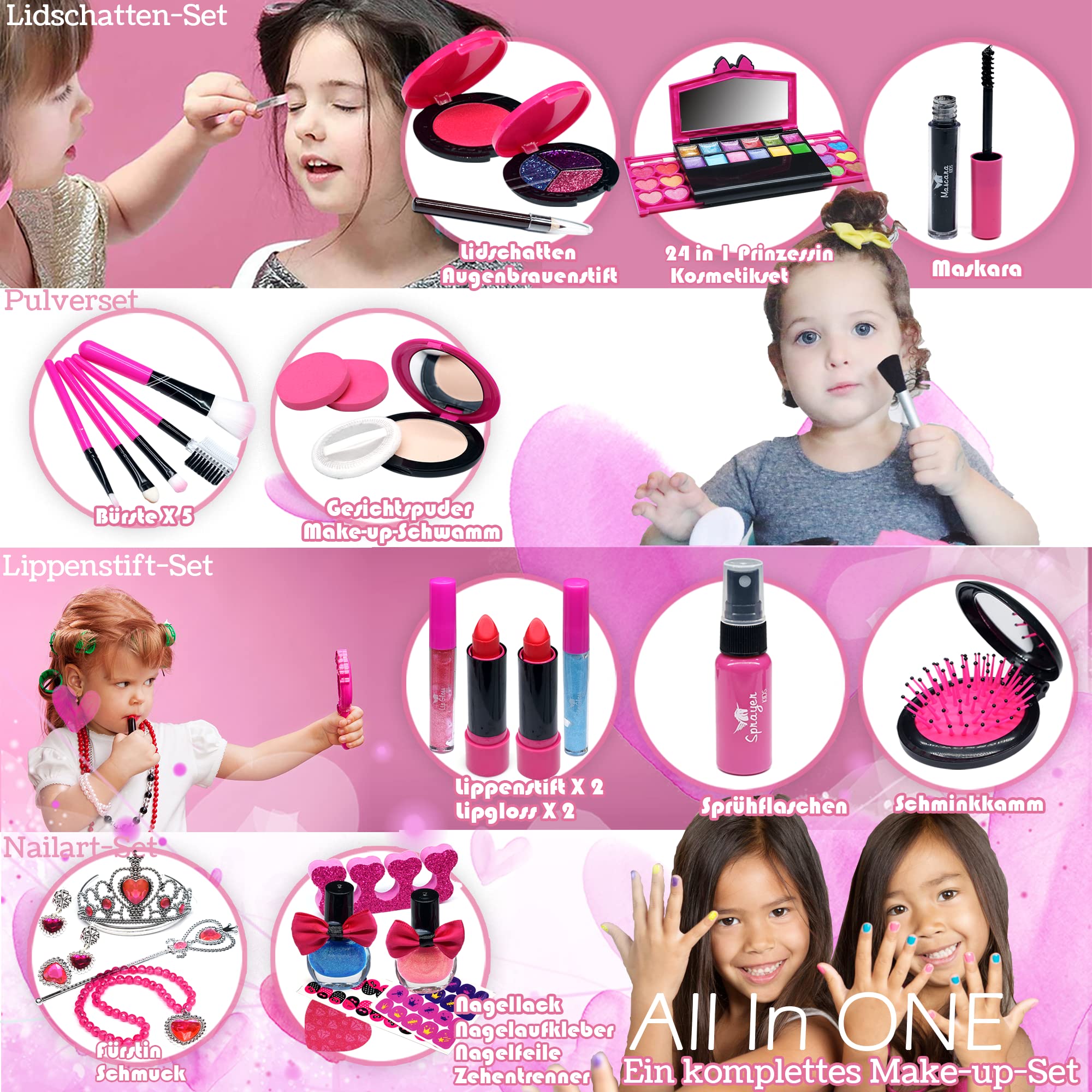 Amerrly Washable Makeup Kit for Girls - 32pc Unicorn Toys, Birthday & Christmas Gifts for Ages 4-12, Perfect for Play & Dress-Up