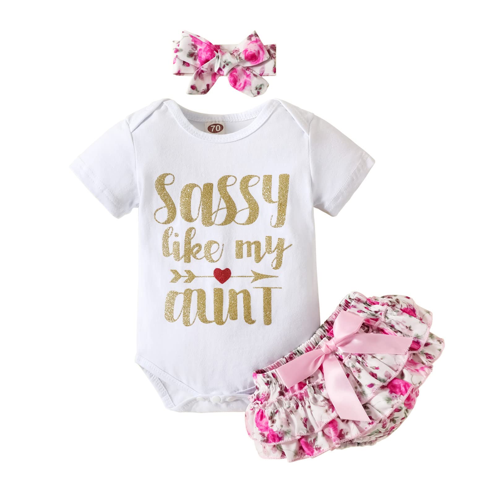 **Baby Girls' Letter Print Romper & Top Set - Soft Cotton Sweat Outfits for Newborns & Infants - Matching Outfits for Playtime, Parties & Photo Shoots**