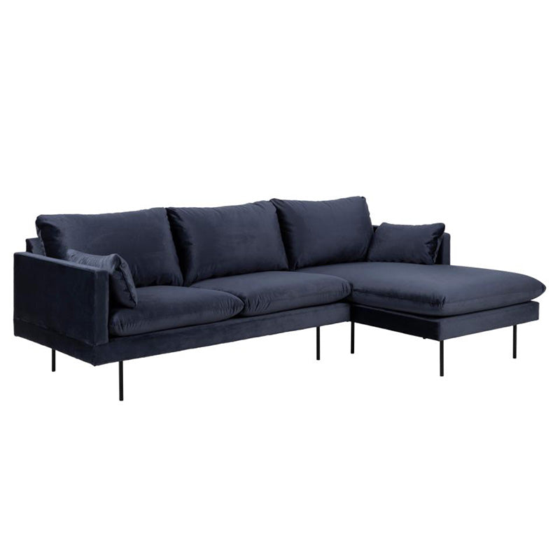 AKEMI 3-Seater Sofa with Right Chaise Lounge - Modern Blue Fabric Sectional Couch for Living Room, Family Room & Apartment Decor