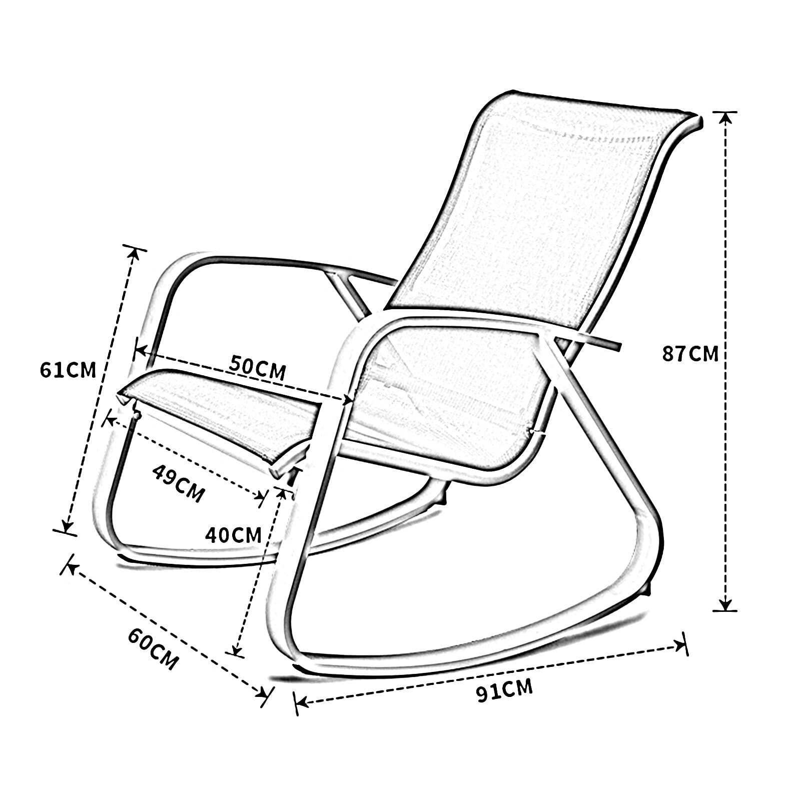 Premium Outdoor Textilene Rocking Chair - Lightweight Aluminum Alloy Zero Gravity Patio Chair with Padded Armrest & Cushion - Perfect for Garden, Porch, Balcony & Backyard Relaxation (4 Styles Available) - Ideal for Sunbathing, Reading & Outdoor Lounging