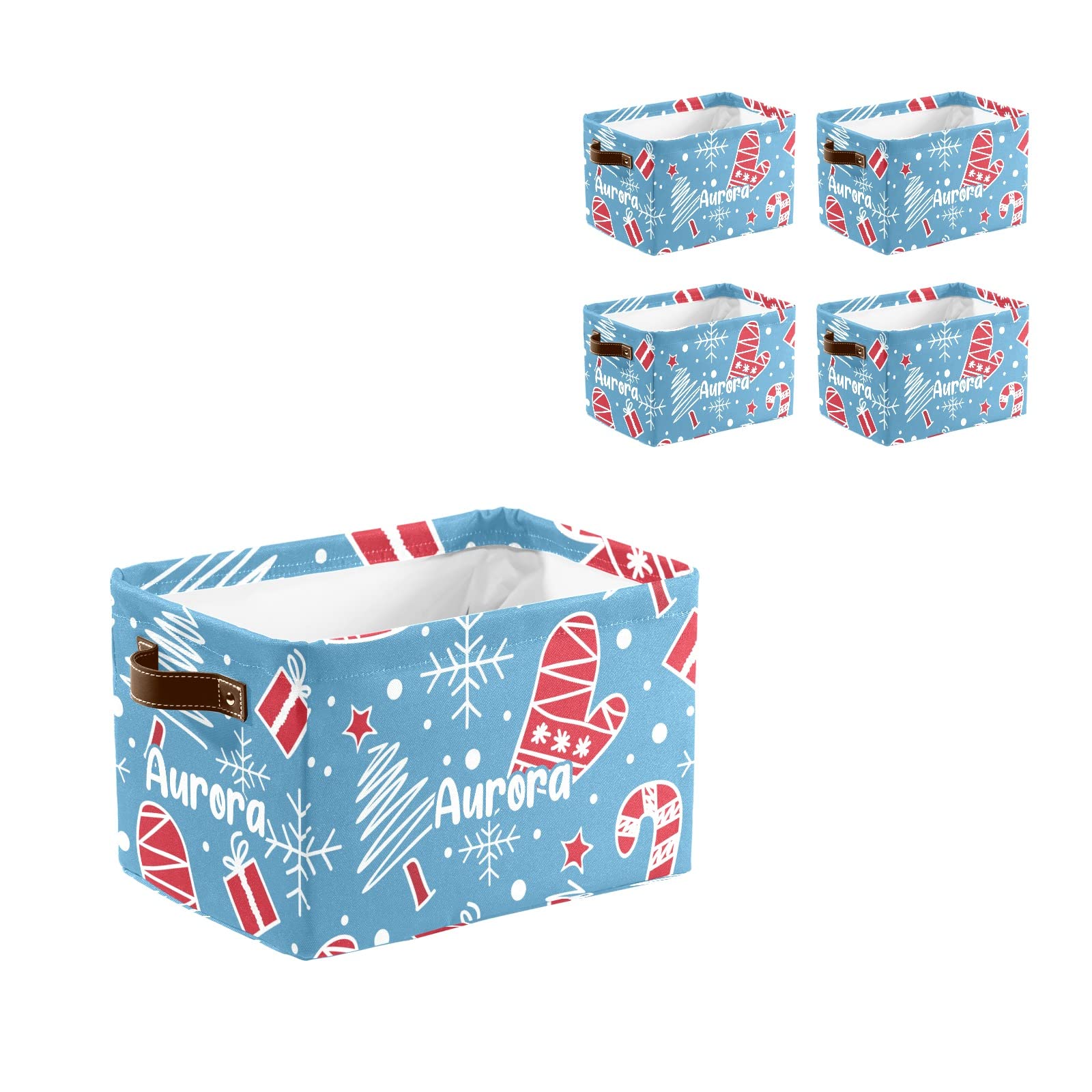 Deven Christmas Trendy Blue Personalized Large Storage Baskets with Handles - 2 Pack Organizing Bins for Shelves, Closet, Toys, Bathroom & Nursery - Perfect for Home Organization & Holiday Decor