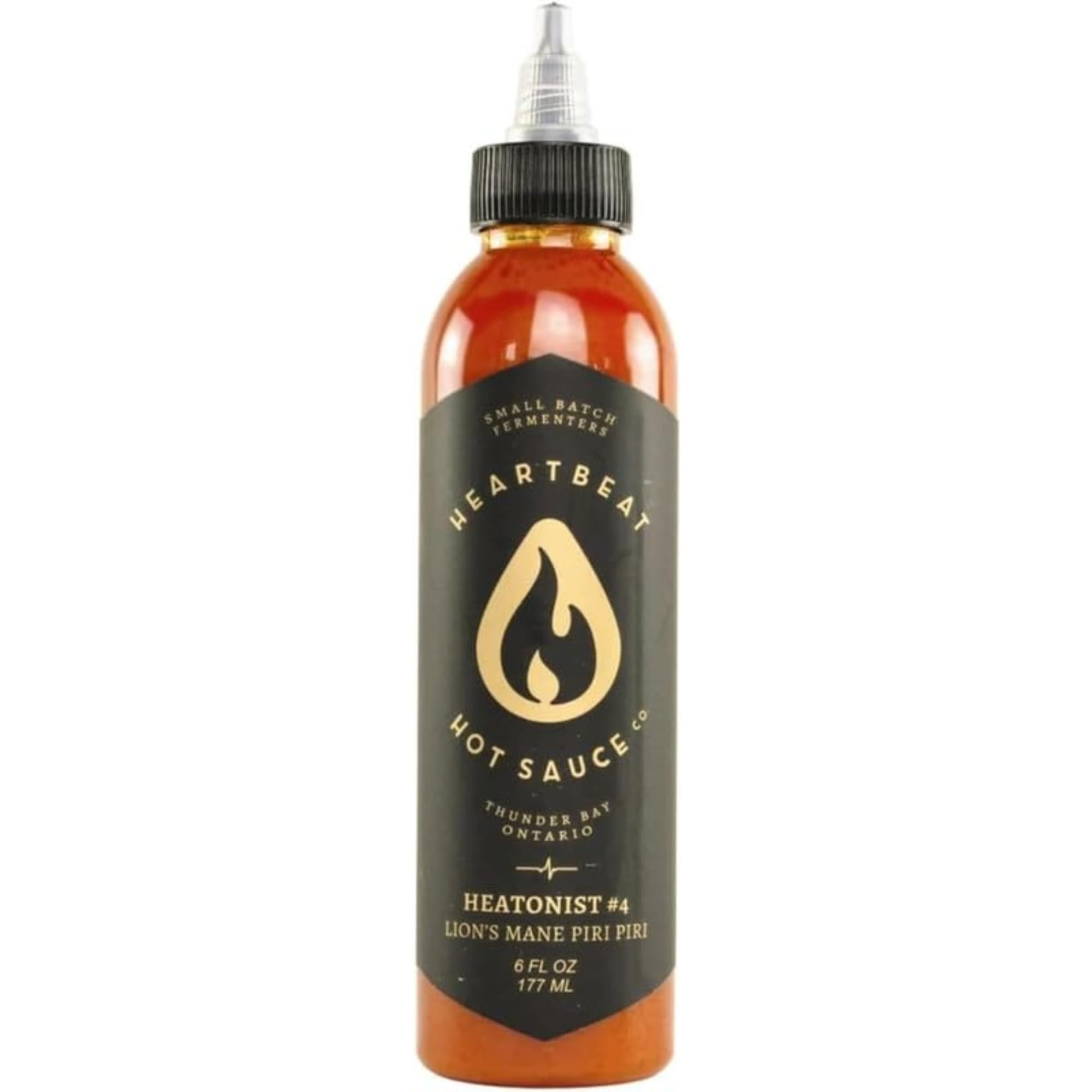 Heartbeat Hot Sauce Co. | Lion's Mane Piri Piri Hot Sauce - 6 oz Bottle | Vegan, Gluten-Free, Spicy Mushroom Sauce for Wings, Tacos & Pizza