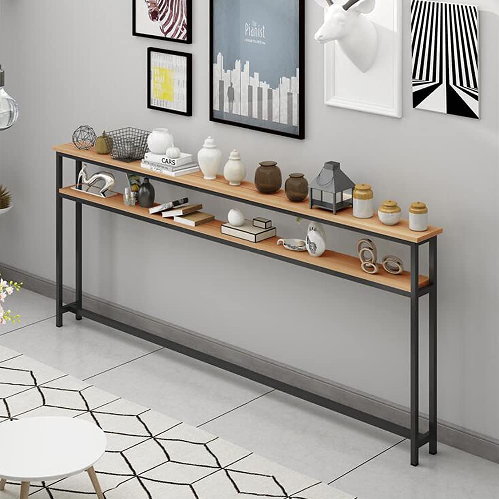 Modern Wooden 2-Tier Coffee Table with Open Shelf Storage - Narrow Sofa Side Table for Living Room, Home Office (100x105x20cm, Multiple Colors) - Perfect for Small Spaces, Apartments & Cozy Home Decor