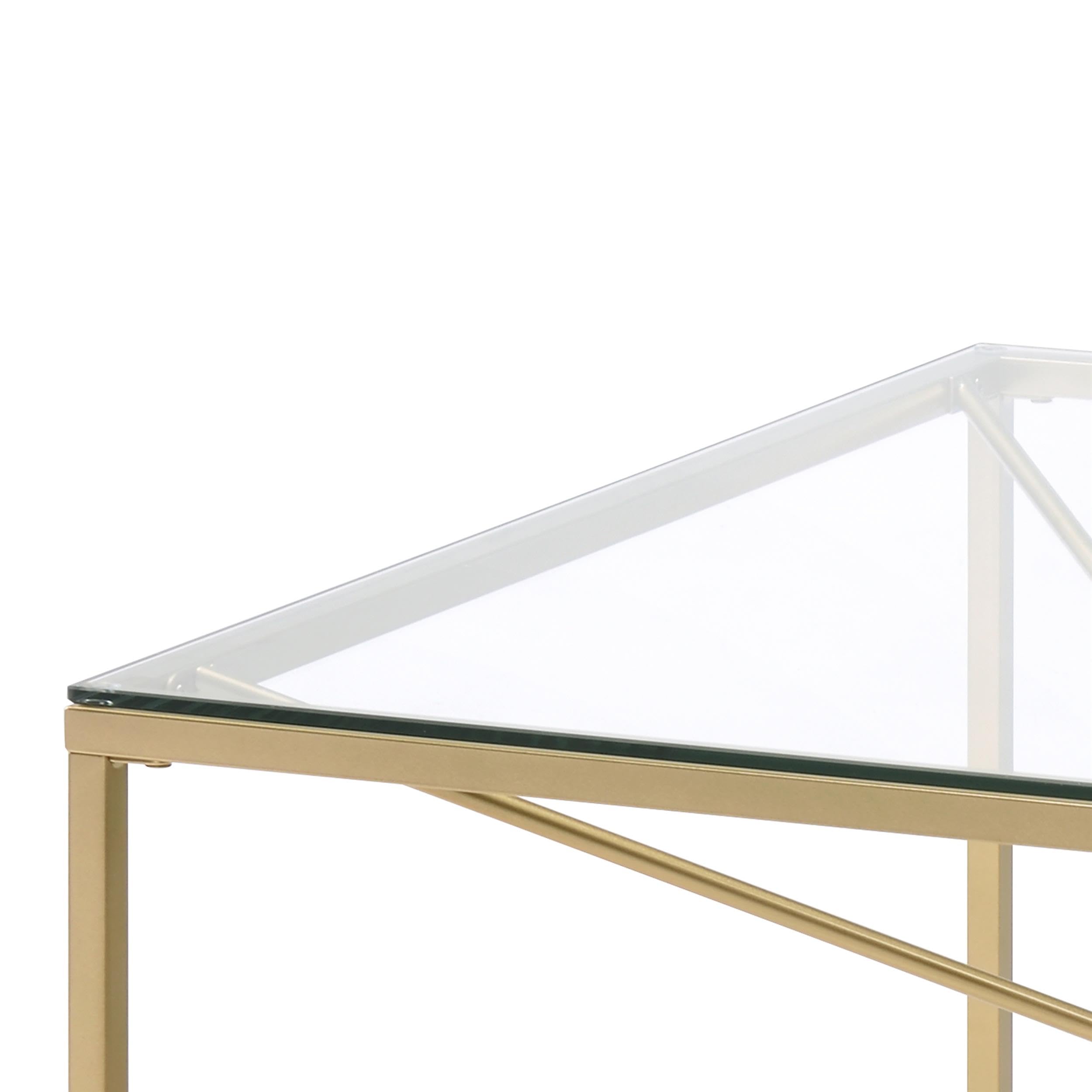 Furniture of America Cevelle Contemporary Gold Glass Top Coffee Table - Modern Living Room Centerpiece for Home Decor & Entertaining