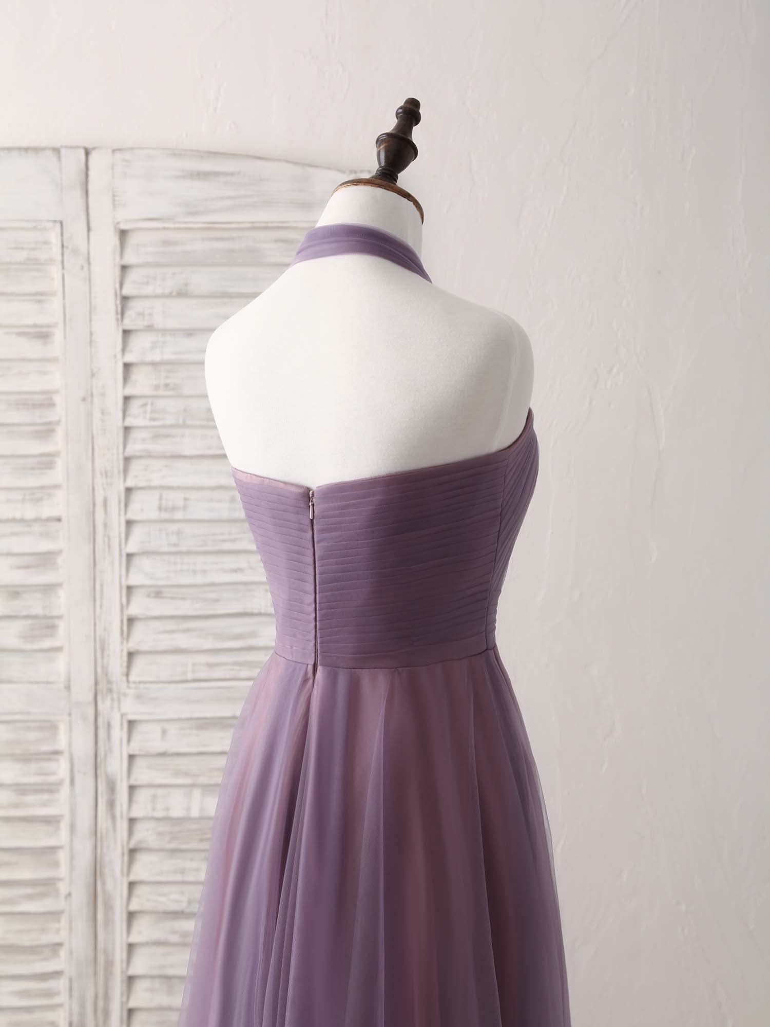 Elegant A-Line Tulle High-Low Long Prom Dress for Women - Simple Bridesmaid Gown for Formal Events & Wedding Parties