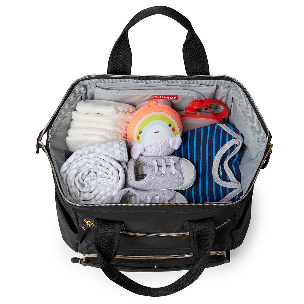 Skip Hop Main Frame Wide Open Backpack - Black | Stylish & Spacious Diaper Bag for Moms & Dads | Perfect for Daycare, Travel & Everyday Use