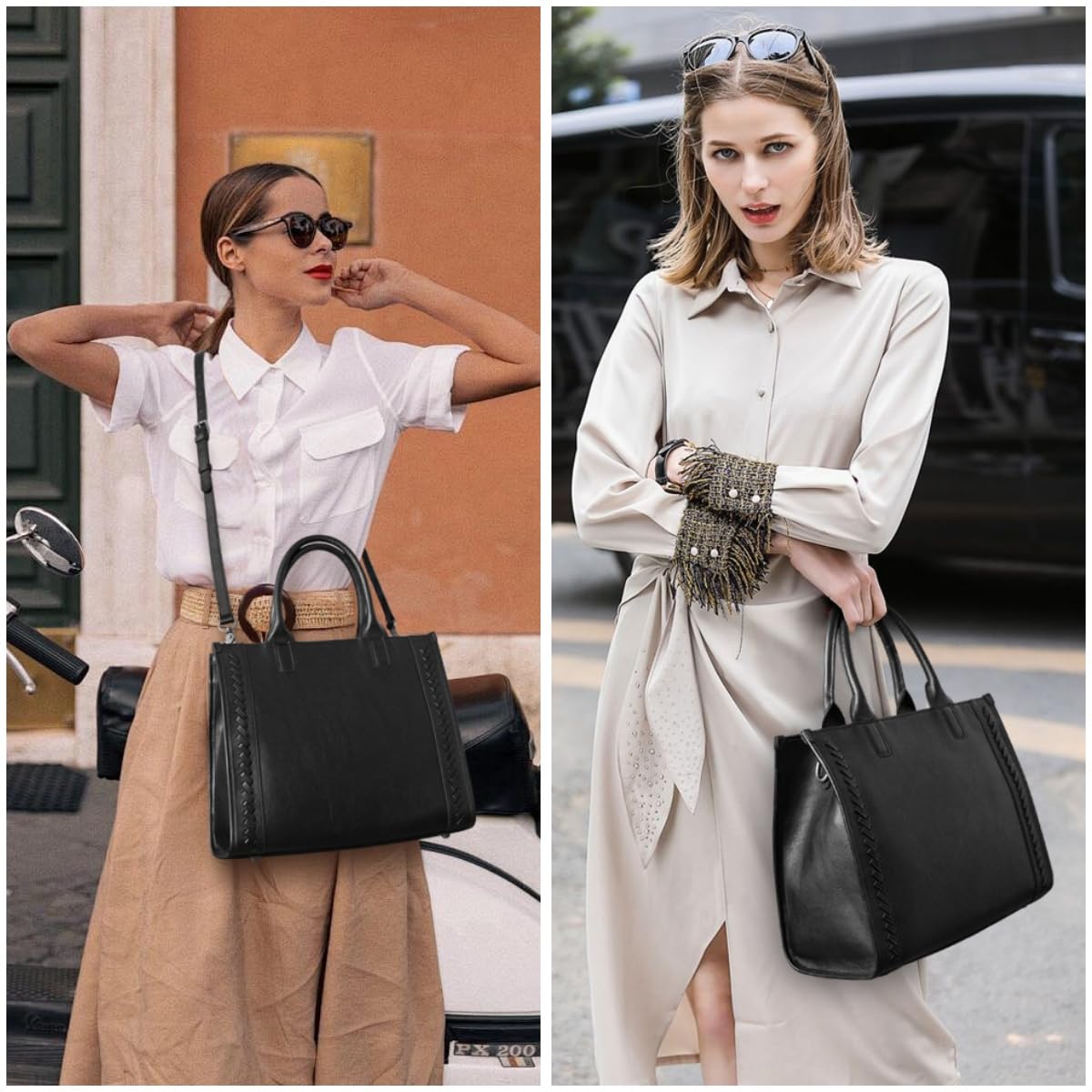 Genuine Leather Handbag for Women - Tote & Crossbody Purse for Work & Travel