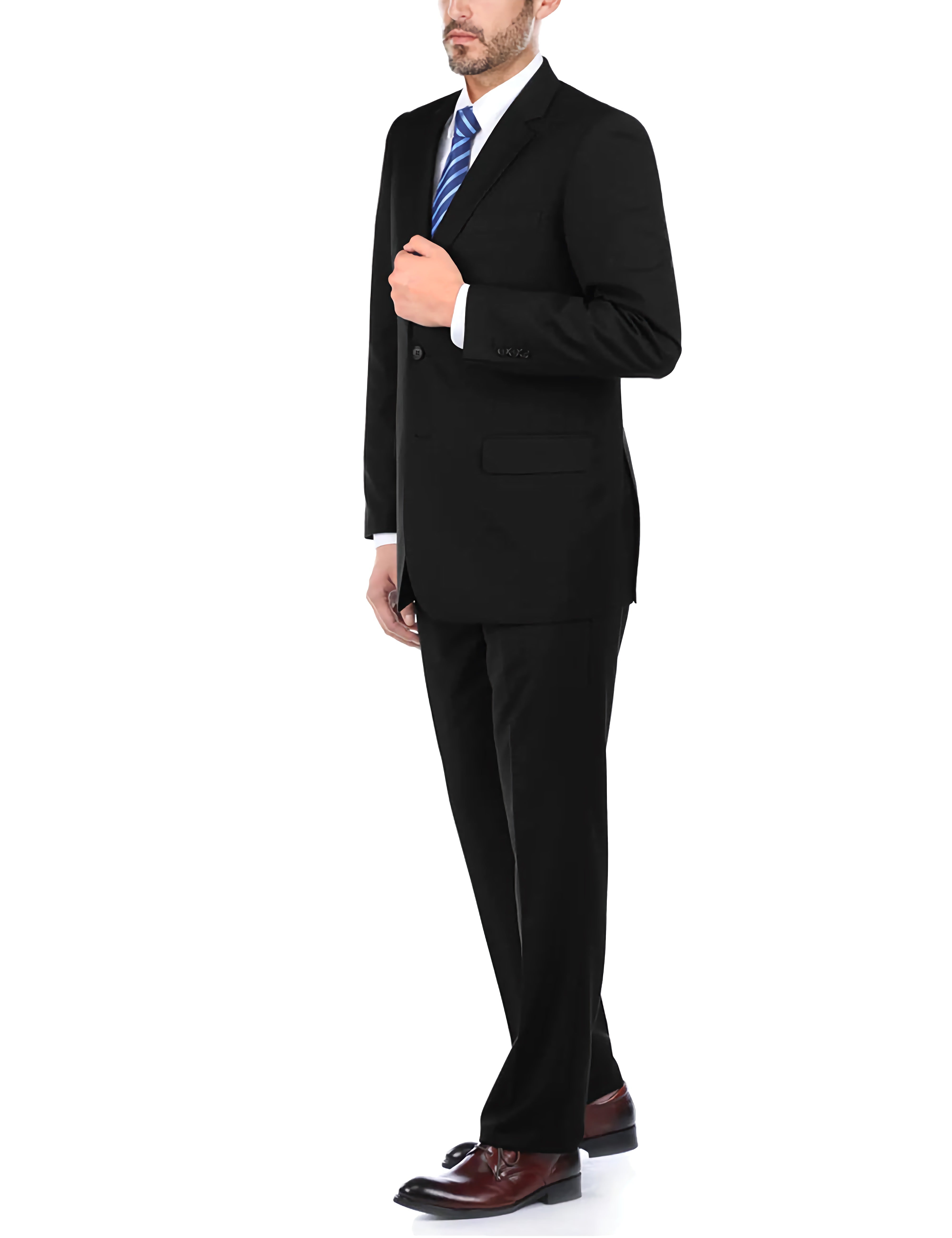 Classic 2 Button Men's Suit Set - Slim Fit Black Business Formal Wear for Office, Wedding & Special Occasions