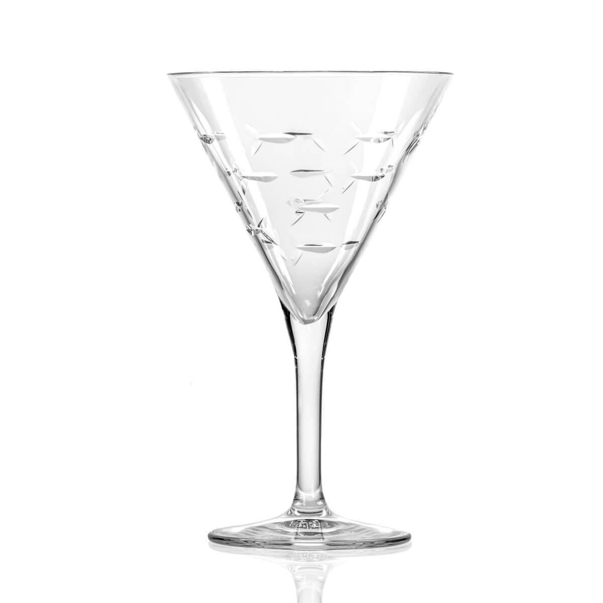 Set of 4 School of Fish 7.5oz Martini Cocktail Glasses - Perfect for Home Bars, Parties & Elegant Entertaining