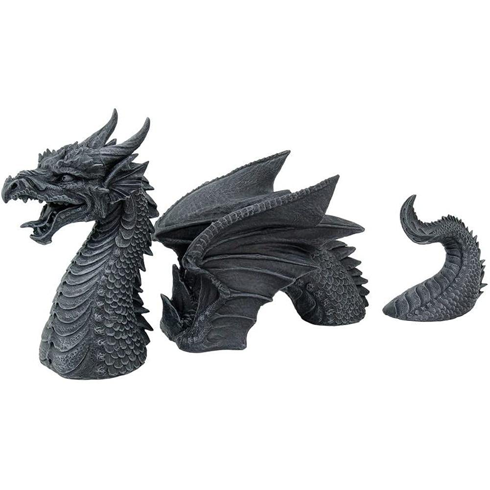 BNNP Resin Flying Dragon Statue - Outdoor Garden Patio Decor, Durable Sculpture for Yard, Backyard, and Interior Decoration - Three-Section Dragon Design (Color: B) - Perfect for Fantasy Gardens, Themed Landscaping, and Home Décor