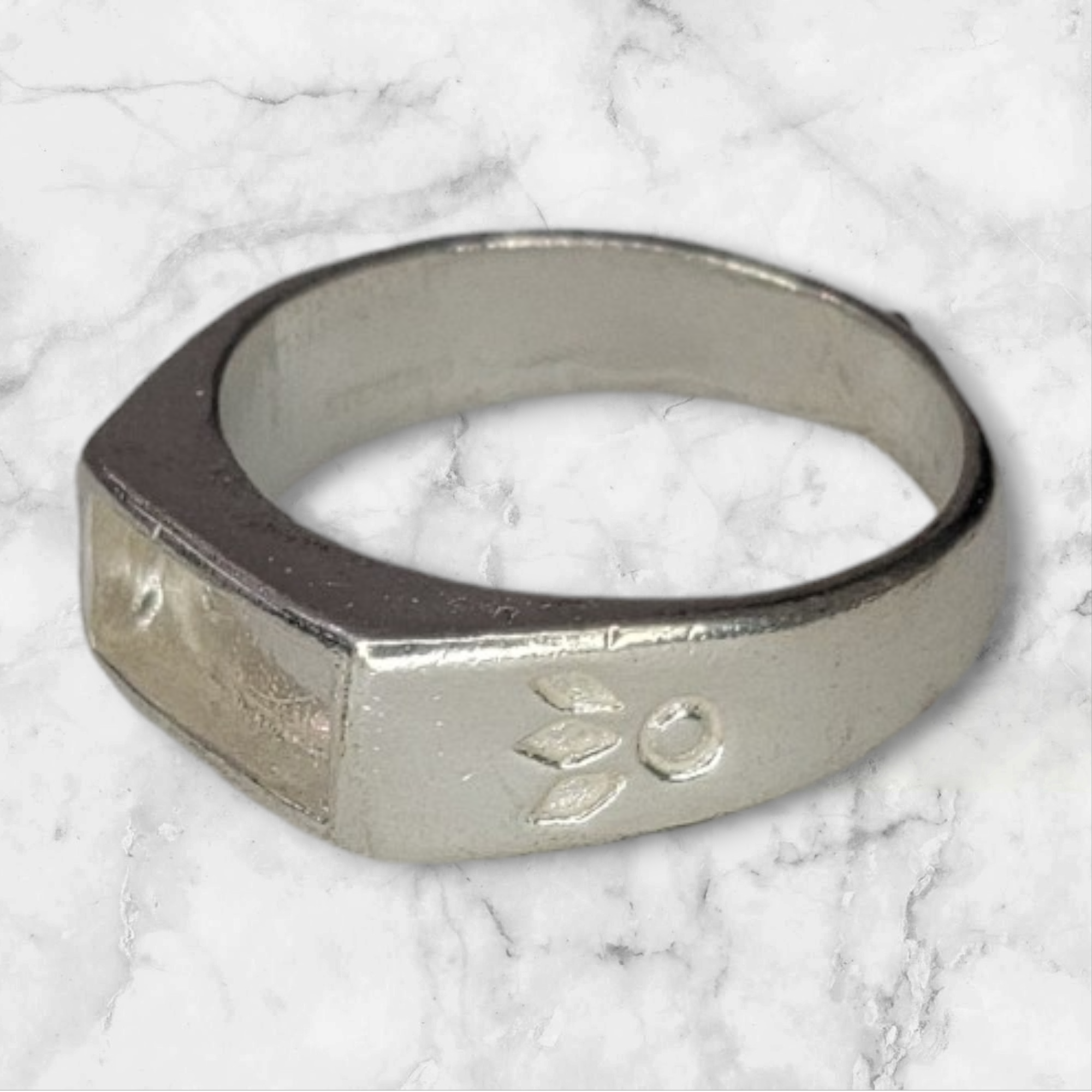 Solid Sterling Silver Inlay Rectangle Blank Ring Setting - Rough Cast DIY Jewelry Making for Silversmiths (Size 10) - Perfect for Engraving, Carving & Custom Jewelry Design