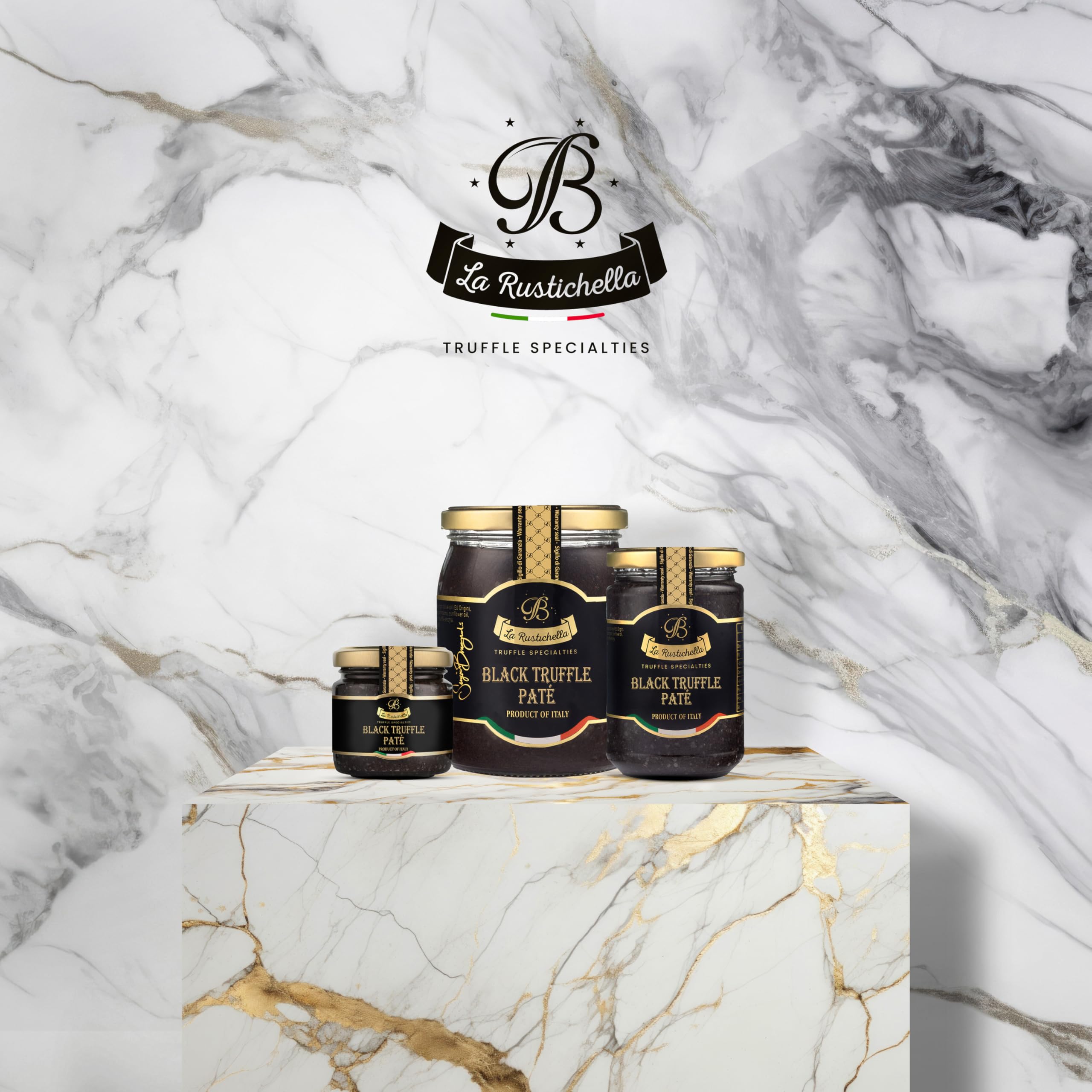La Rustichella Black Truffle Patè - Kosher Certified 100% Italian Vegan Gluten-Free Cholesterol-Free Truffle Spread (9.88oz/280g) - Perfect for Pasta, Risotto, Charcuterie Boards & Gourmet Cooking