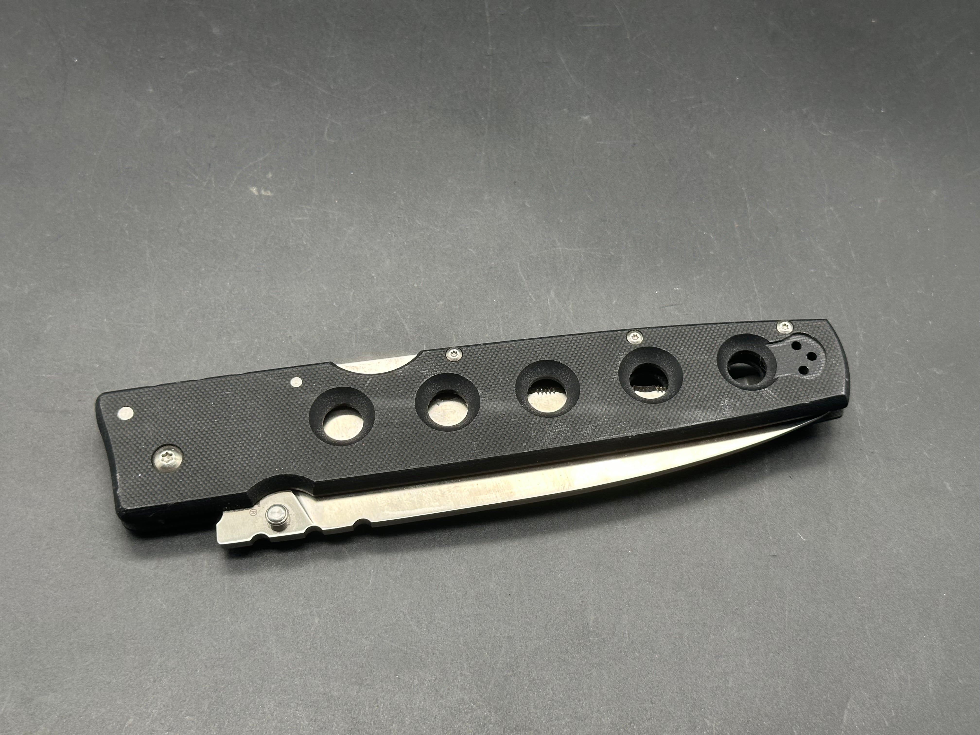 Cold Steel Hold Out 6 Inch Tri-Ad Lock Folding Knife - Black G10 Handle, Satin Serrated Blade - EDC, Camping, Survival & Outdoor Activities