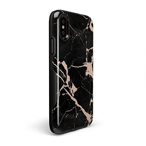 Casely iPhone X/XS Case - Cracked Rose Gold Black Marble Phone Cover | Slim Protective Case for Women & Men | Perfect for Work, Travel & Everyday Use