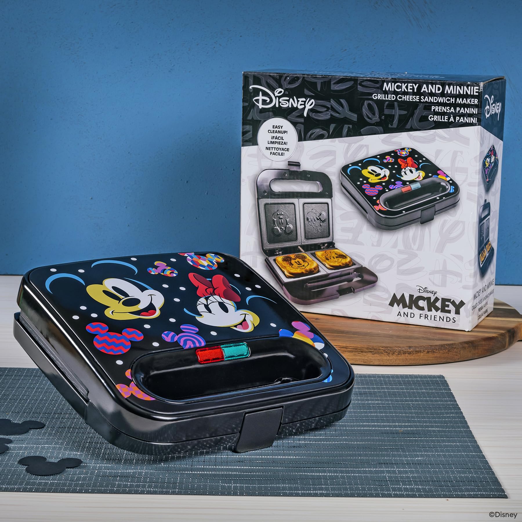 Disney Mickey and Minnie Mouse Sandwich Maker - Fun Character Toaster for Kids & Adults - Perfect for Breakfast, Snacks, and Party Food - Small Kitchen Appliance