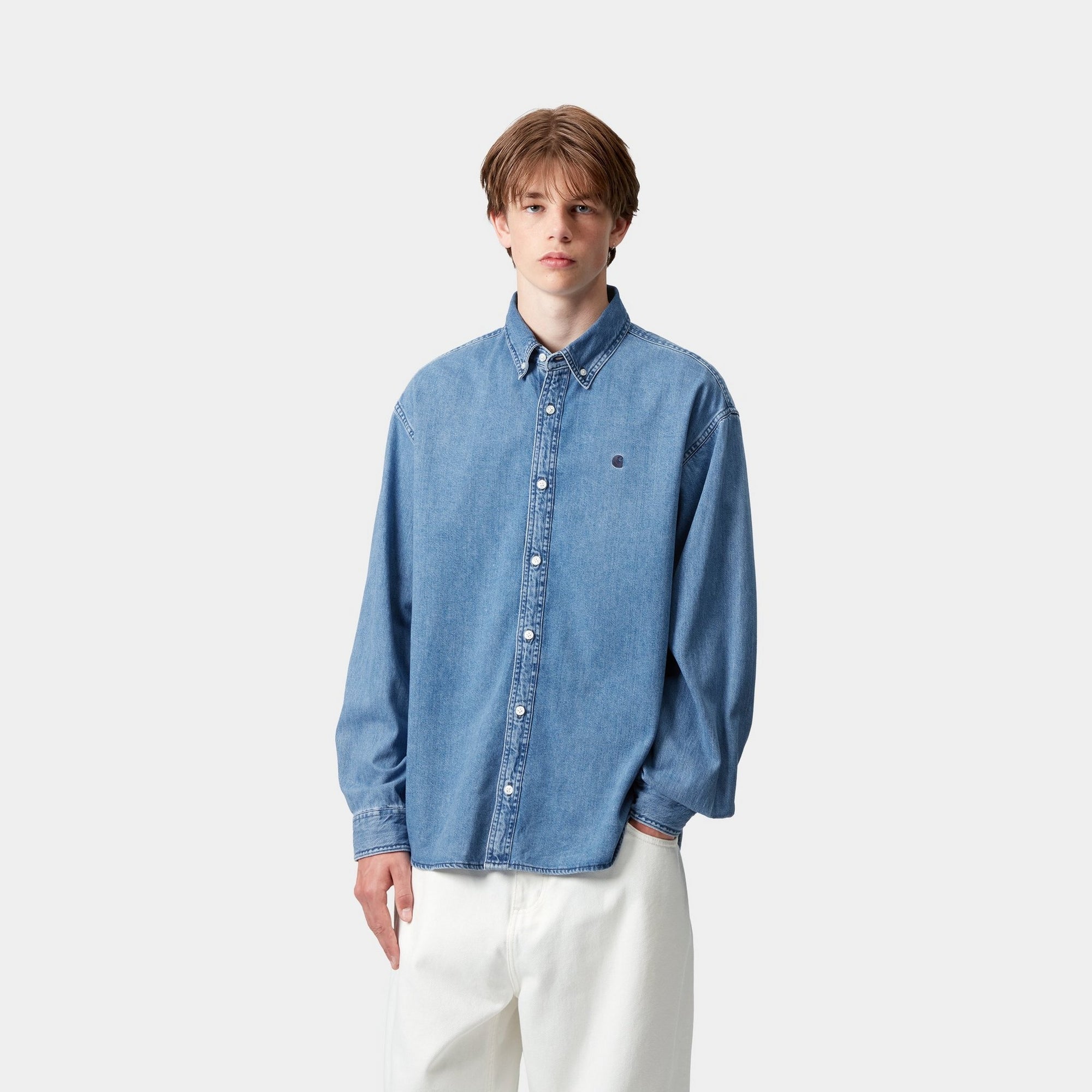 Lucas Shirt for Men - Premium Blue Stone Washed Cotton Casual Button Down Shirt | Perfect for Office, Date Night & Outdoor Activities