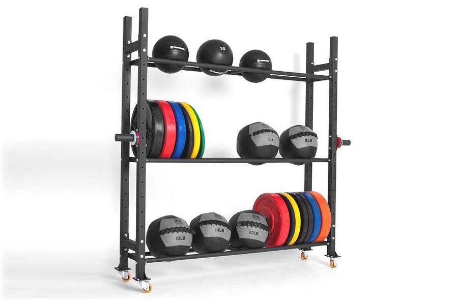 Warrior 2-Tier Multi-Use Ball and Plate Storage Rack - Organize Sports Equipment & Kitchenware - Perfect for Gym, Playroom, and Kitchen Storage