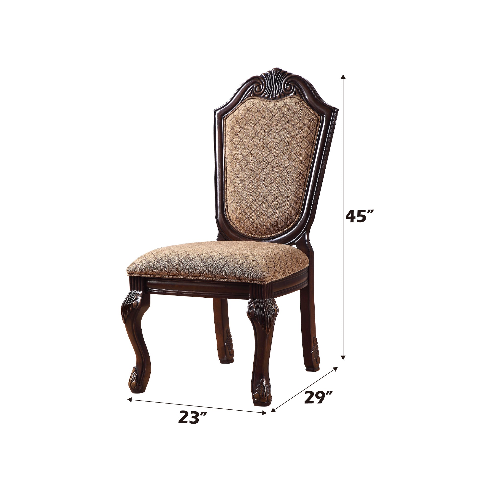 Chateau De Ville Fabric & Espresso Finish Side Chairs (Set of 2) - Elegant Dining Room Chairs for Home, Office, and Restaurant Use