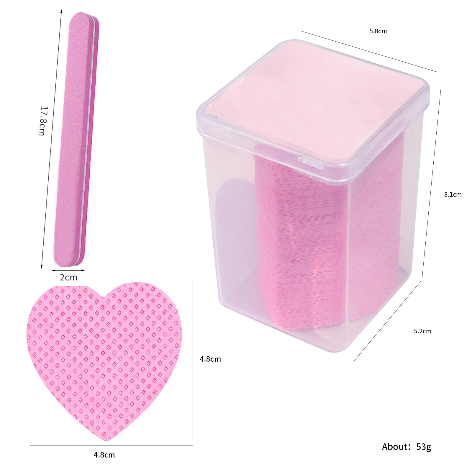1000pcs Lint-Free Nail Polish Remover Wipes with Dispenser Bottle - Heart Shaped Cotton Pads Includes Nail File & Dotting Tool for Manicure & Nail Art (Pink) - Perfect for Salon, Home Use & Travel Nail Care Kit