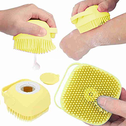 PRIONSA - Silicone Shower Brush with Shampoo & Shower Gel Dispenser | Exfoliating Bath Scrubber for Smooth Skin | Handheld Body Brush for Spa, Massage & Relaxation at Home