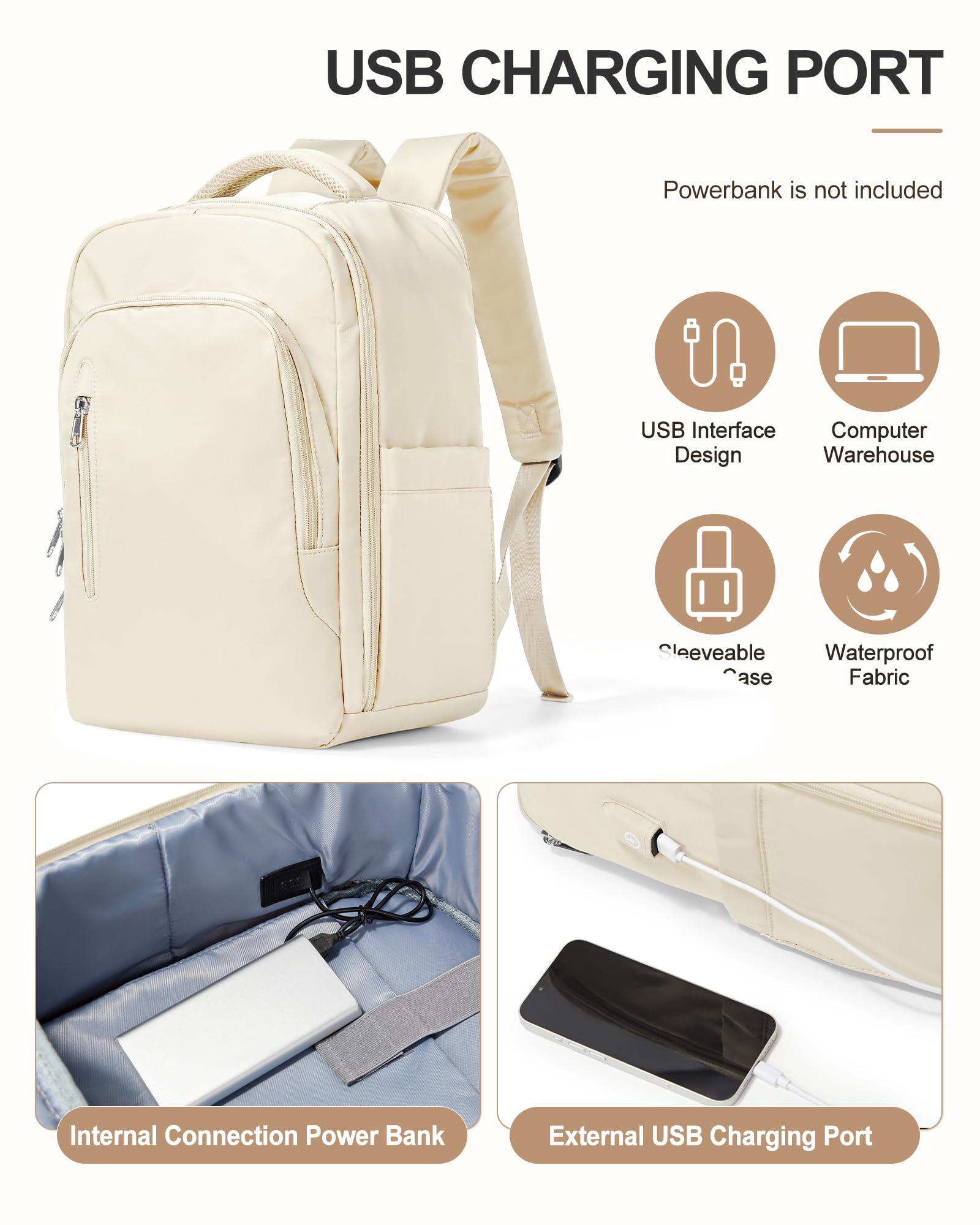 Large Travel Laptop Backpack for Men & Women - TSA Approved Carry On Backpack with USB Charging Port - Water Resistant Business Work & Hiking Backpack - Perfect for Air Travel, Commuting & Outdoor Adventures
