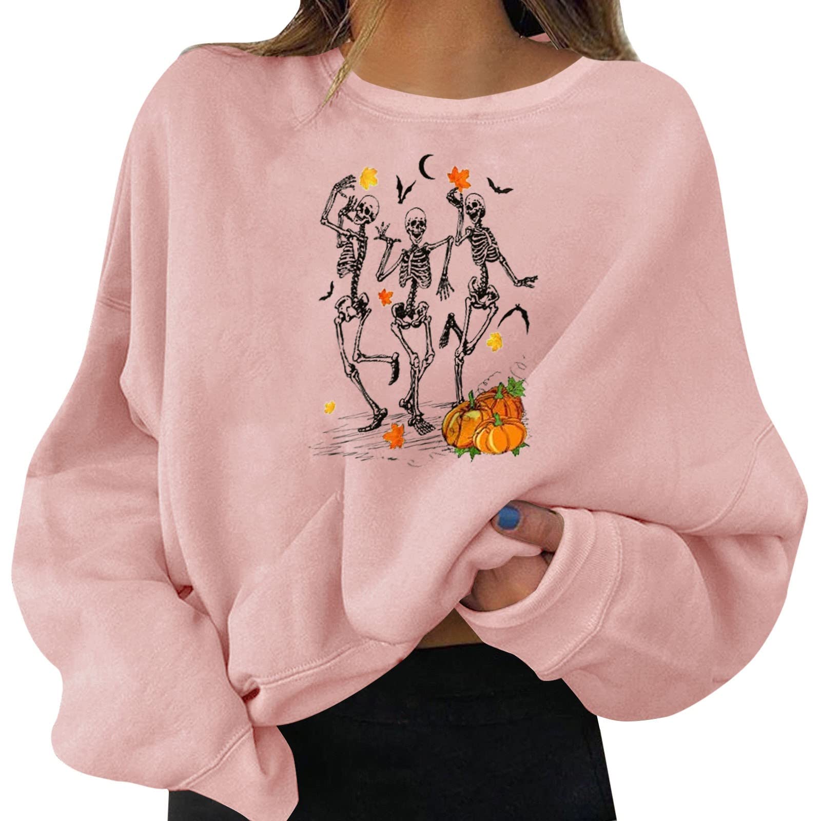 Women's Long Zip-Up Hooded Sweatshirt - Fun Halloween Graphic Print Pullover for Casual Wear & Seasonal Outfits