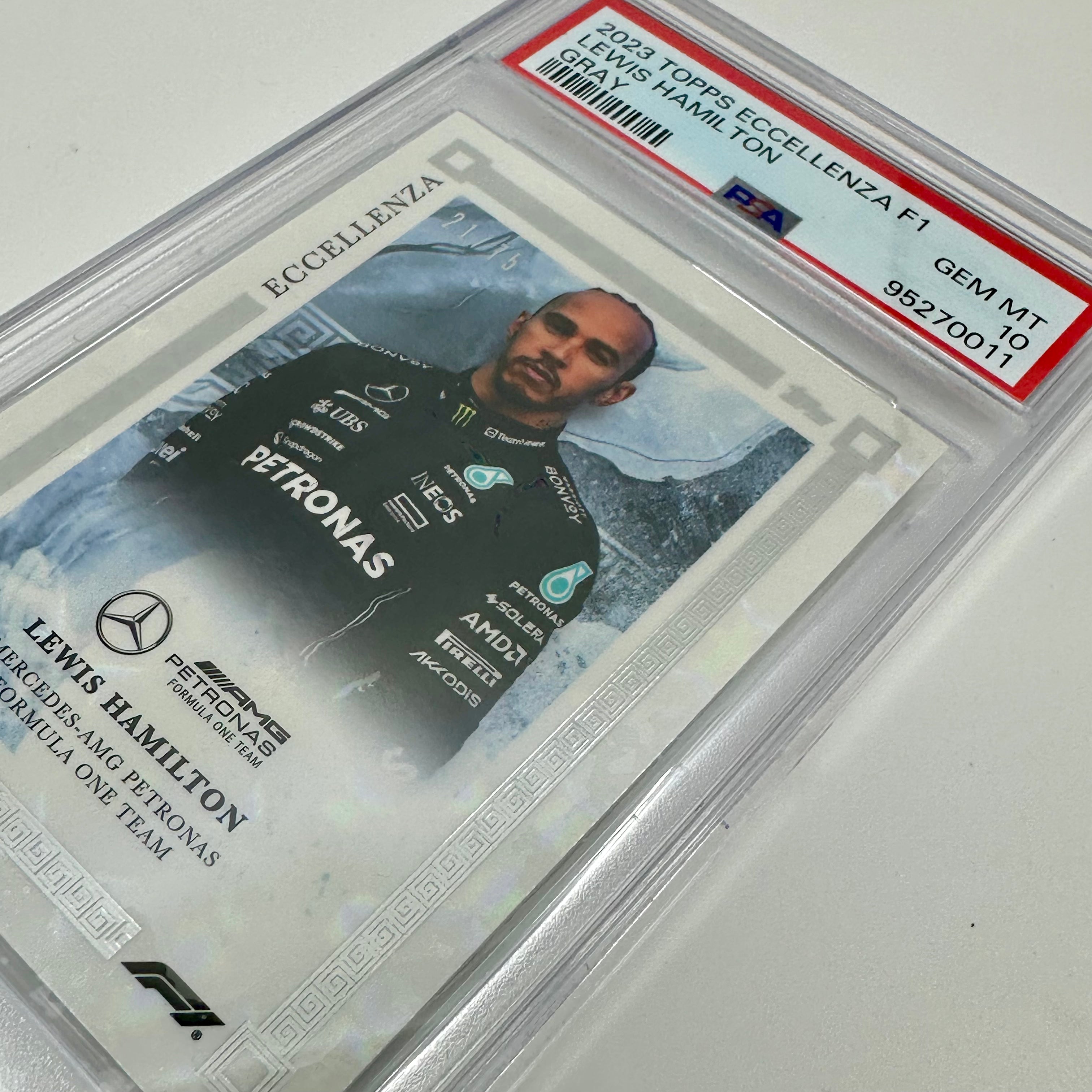 2023 Lewis Hamilton Gray 21/75 PSA 10 Eccellenza Trading Card - Perfect for Collectors, Sports Memorabilia Enthusiasts & F1 Racing Fans