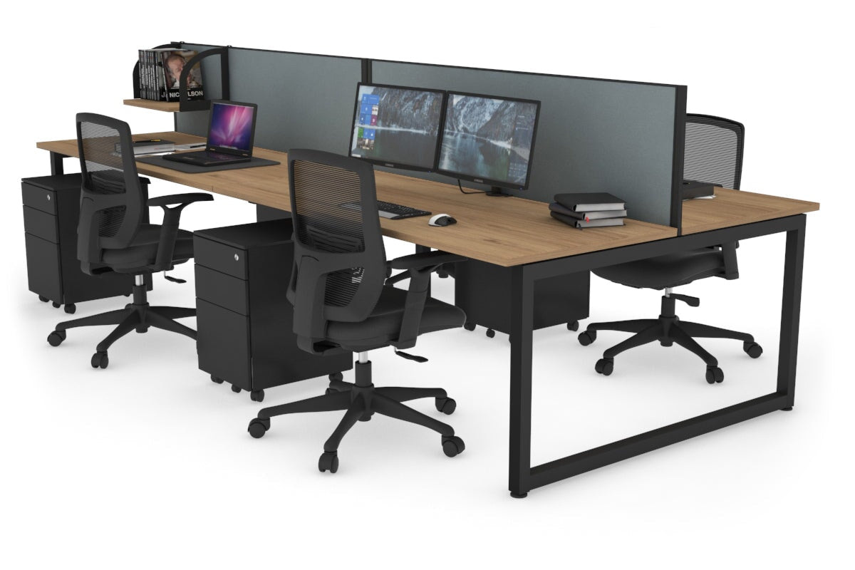 Quadro Loop Legs 4-Person Office Workstation - 1400L x 700W Modern Collaborative Desk for Team Workspaces | Perfect for Open Offices, Coworking Spaces & Conference Rooms