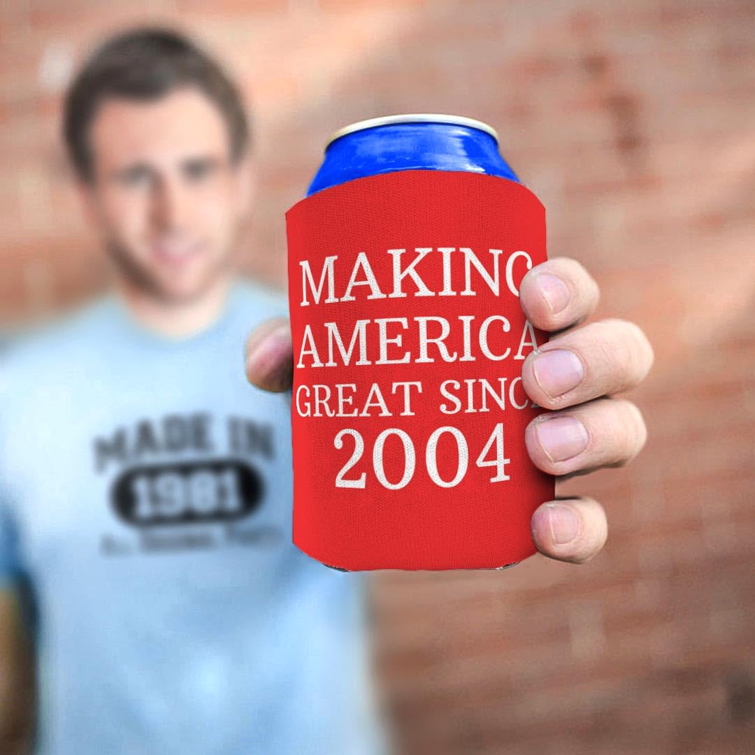 48-Pack Red Drink Coolers for 21st Birthday Party Favors - Making America Great Since 2004 - Perfect for Adult Parties, BBQs & Outdoor Events