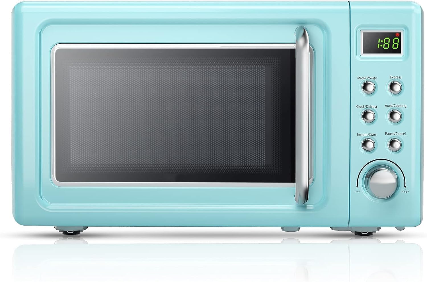 ARLIME 0.7Cu.ft 700W Small Countertop Microwave Oven with 5 Power Levels, Auto Cook & Defrost Functions, Stainless Steel Interior, LED Display - Retro Style Compact Microwave for Kitchen, Dorm, RV, Office & Small Spaces (Green)