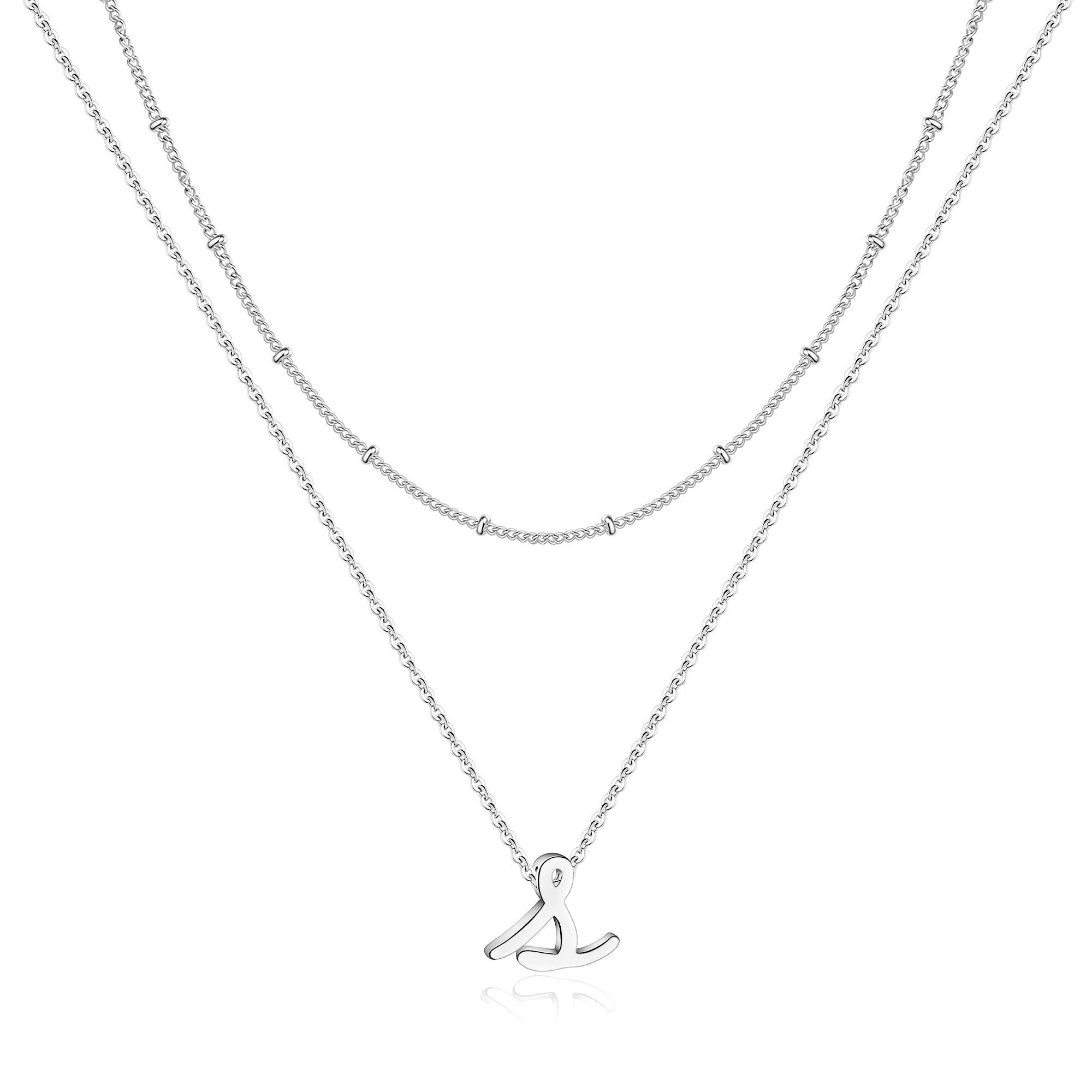 Yoosteel 14K Gold Plated Dainty Layered Initial Necklace for Women - Personalized Monogram Letter Necklace in Gold & Silver - Perfect for Layering, Gifts & Everyday Jewelry