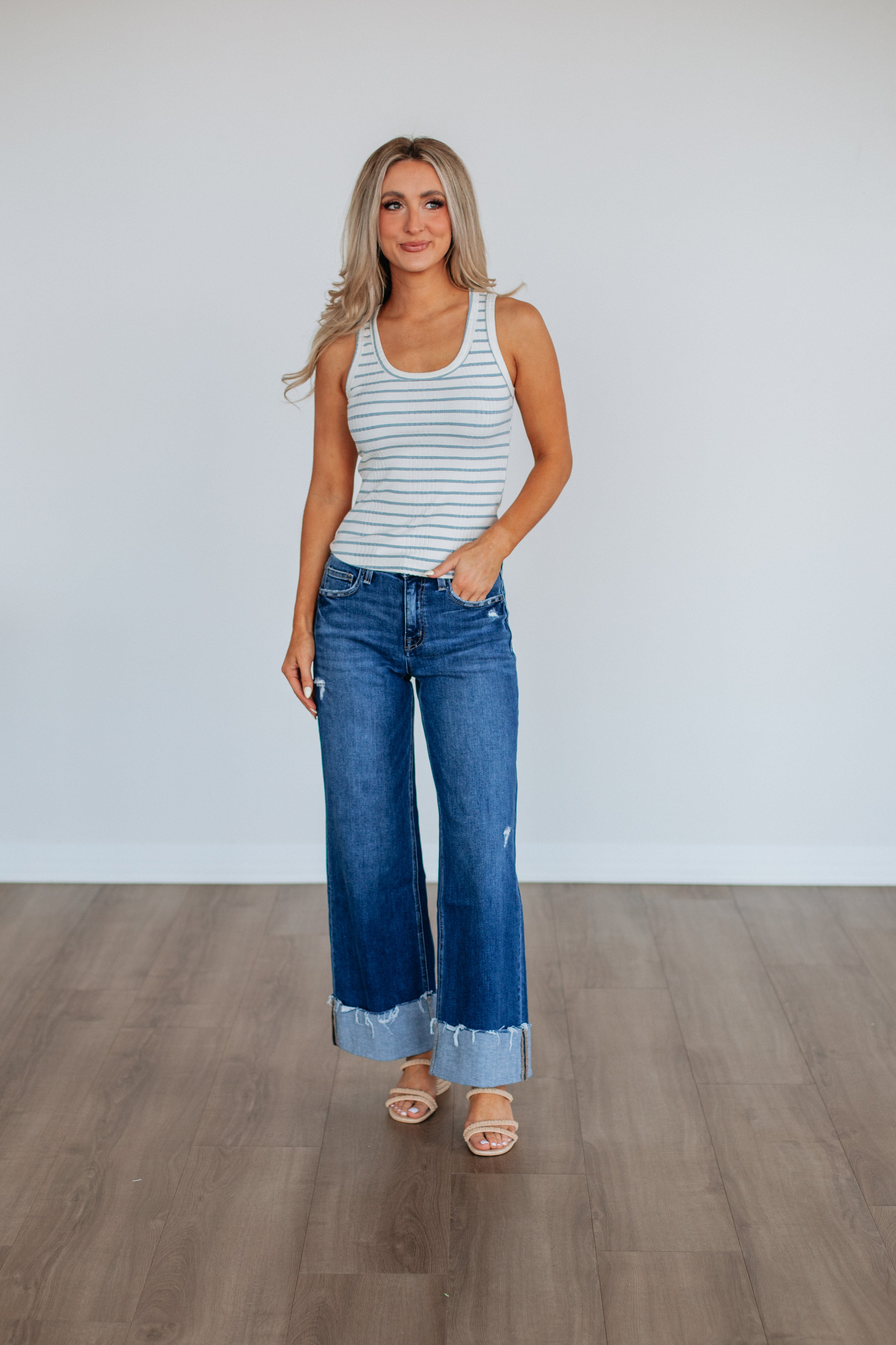 Ansley Striped Tank Top - Soft Cloud Mix Color | Perfect for Summer Outfits, Beach Wear & Casual Style