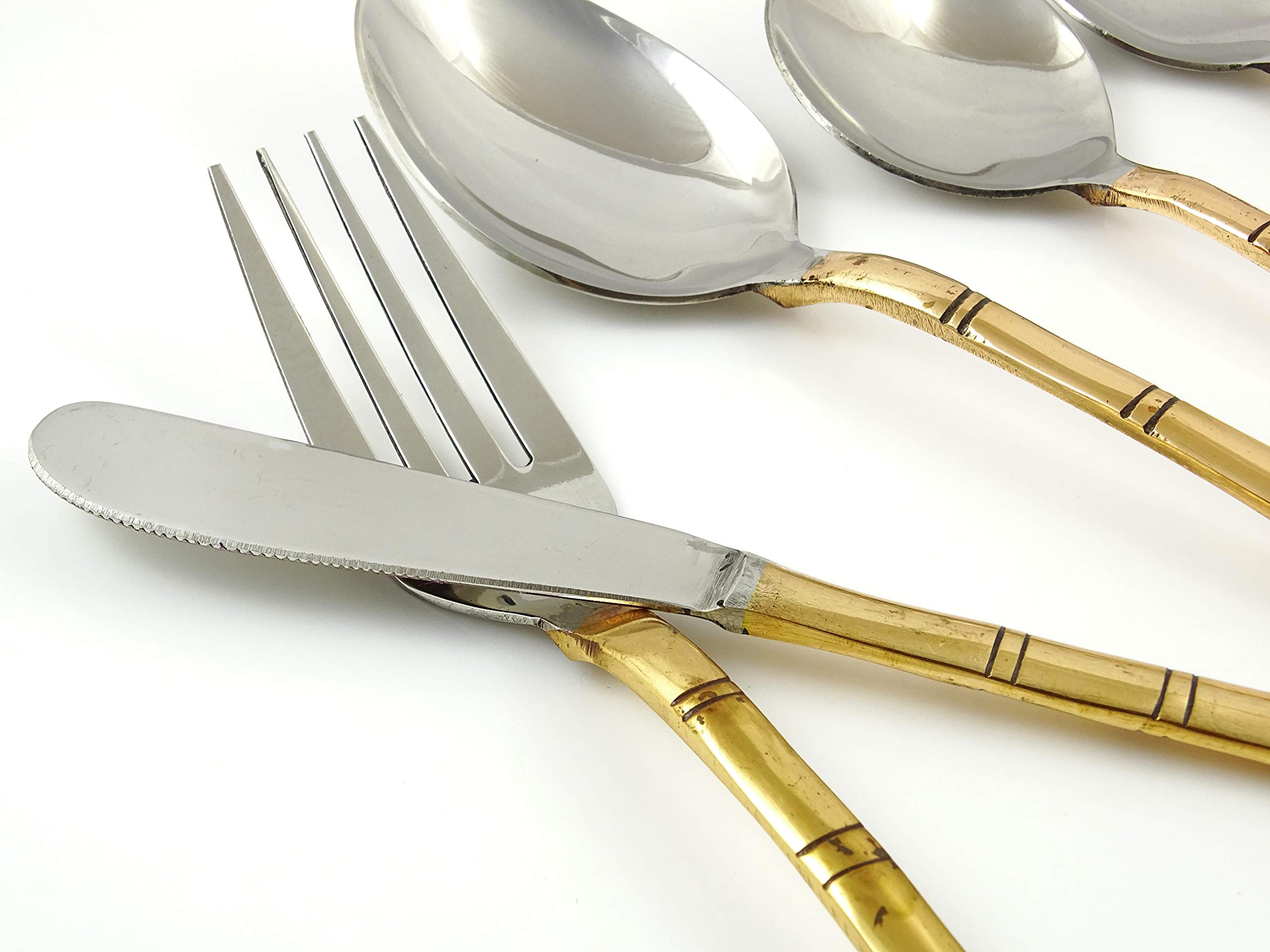 Handmade Traditional Indian Copper Serving Spoon & Fork Set - Elegant Kitchen Cutlery for Indian Cuisine, Dinner Parties & Home Decor