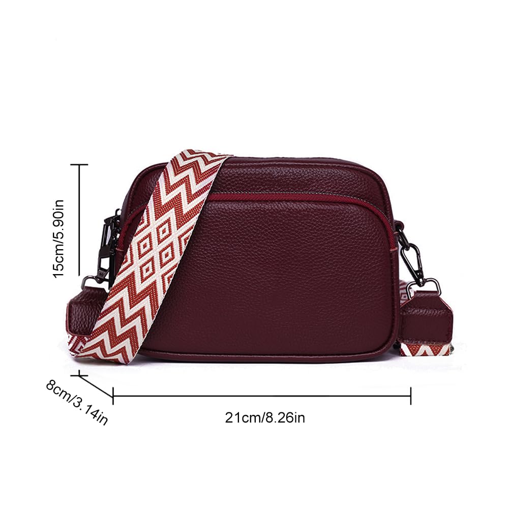 DKIIL NOIYB Genuine Leather Crossbody Bags for Women - Adjustable Wide Strap with Multiple Pockets, Stylish Shoulder Handbag Purse for Daily Use, Travel, Shopping & Work