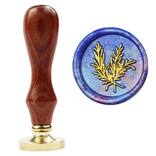 Ebest Life Brass & Wood Wax Seal Stamp for Wedding Invitations - Rosemary Design Sealing Wax Kit (F06) - Perfect for DIY Invitations, Letters, and Vintage Style Gift Wrapping