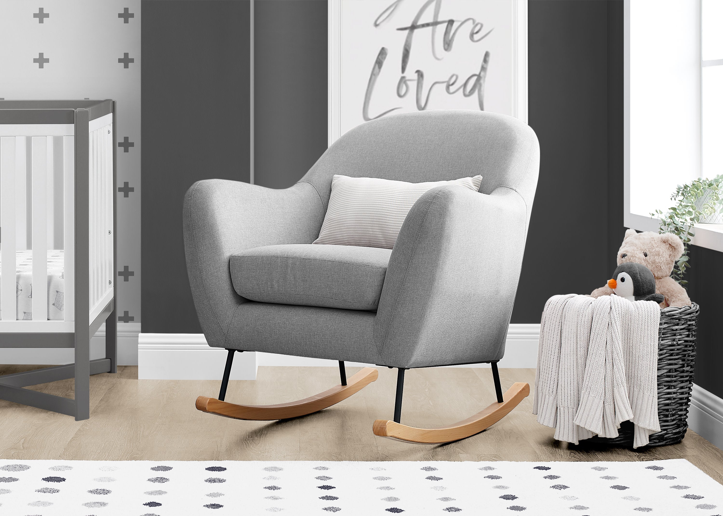 Premium Finch Rocking Chair - Solid Wood Nursery Rocker with Ergonomic Design - Perfect for Baby Nurseries, Living Rooms & Outdoor Porches