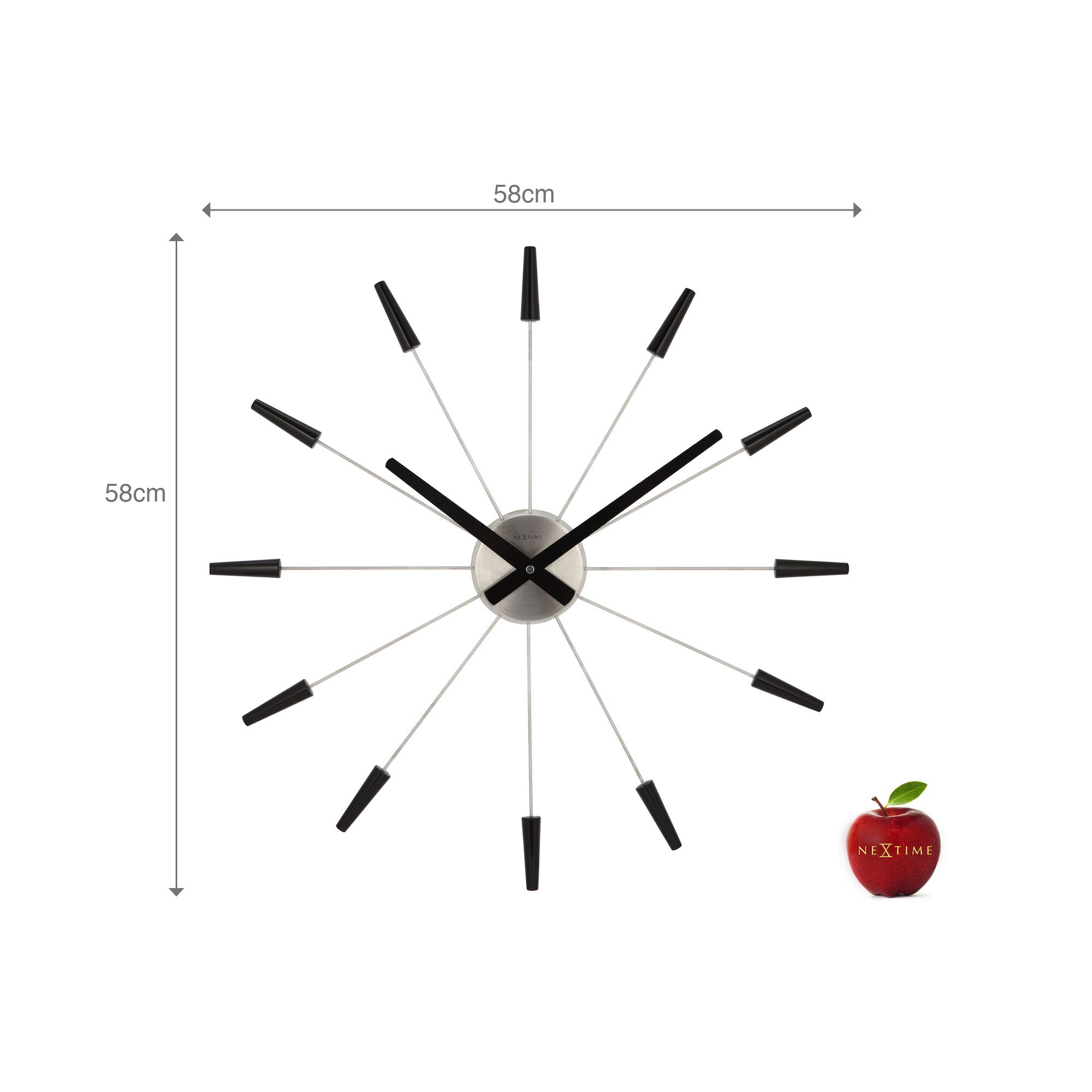 NeXtime Plug-In Wall Clock - Silver & Black Modern Design | Battery-Free Operation | Perfect for Living Room, Bedroom, Office & Kitchen Decor