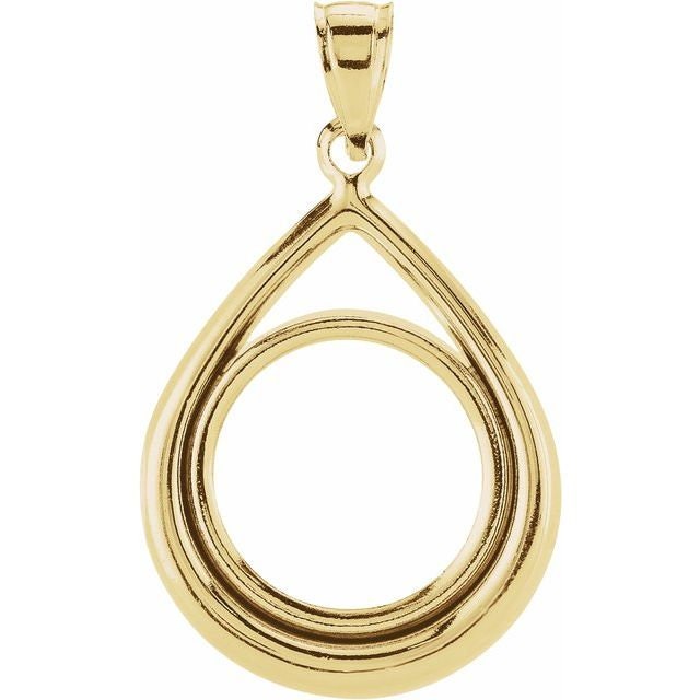 14K Solid Yellow Gold Teardrop Coin Mount Setting with Tab Back - Handmade in USA - Perfect for Coin Jewelry, Pendants & Custom Keepsake Designs