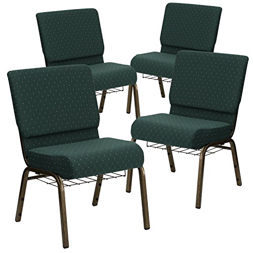 Hunter Green Dot Patterned Fabric/Gold Vein Frame