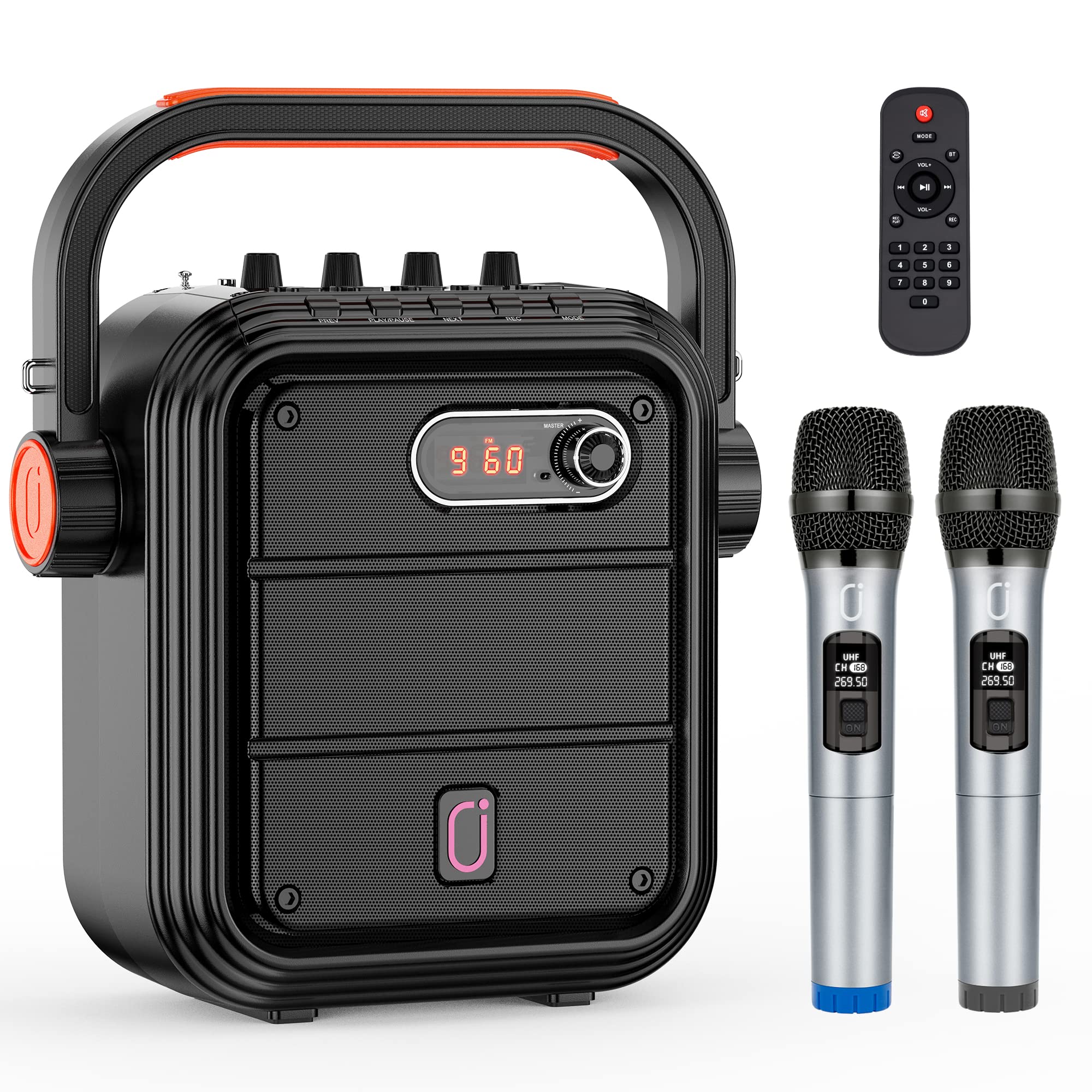 JYX Professional Karaoke Machine with 2 UHF Wireless Microphones - Bluetooth PA Speaker System with TWS, FM Radio & Recording for Parties, Weddings, Home Use | Supports AUX/USB/TF Card | Perfect for Family Gatherings, Birthday Celebrations & KTV Nights
