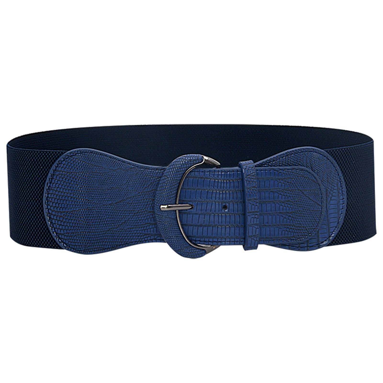 Stylish Women's Stretch Leather Waist Belt - Navy Blue Elastic Fashion Belt for Dresses & Skirts | Perfect for Office Wear, Casual Outfits & Special Occasions