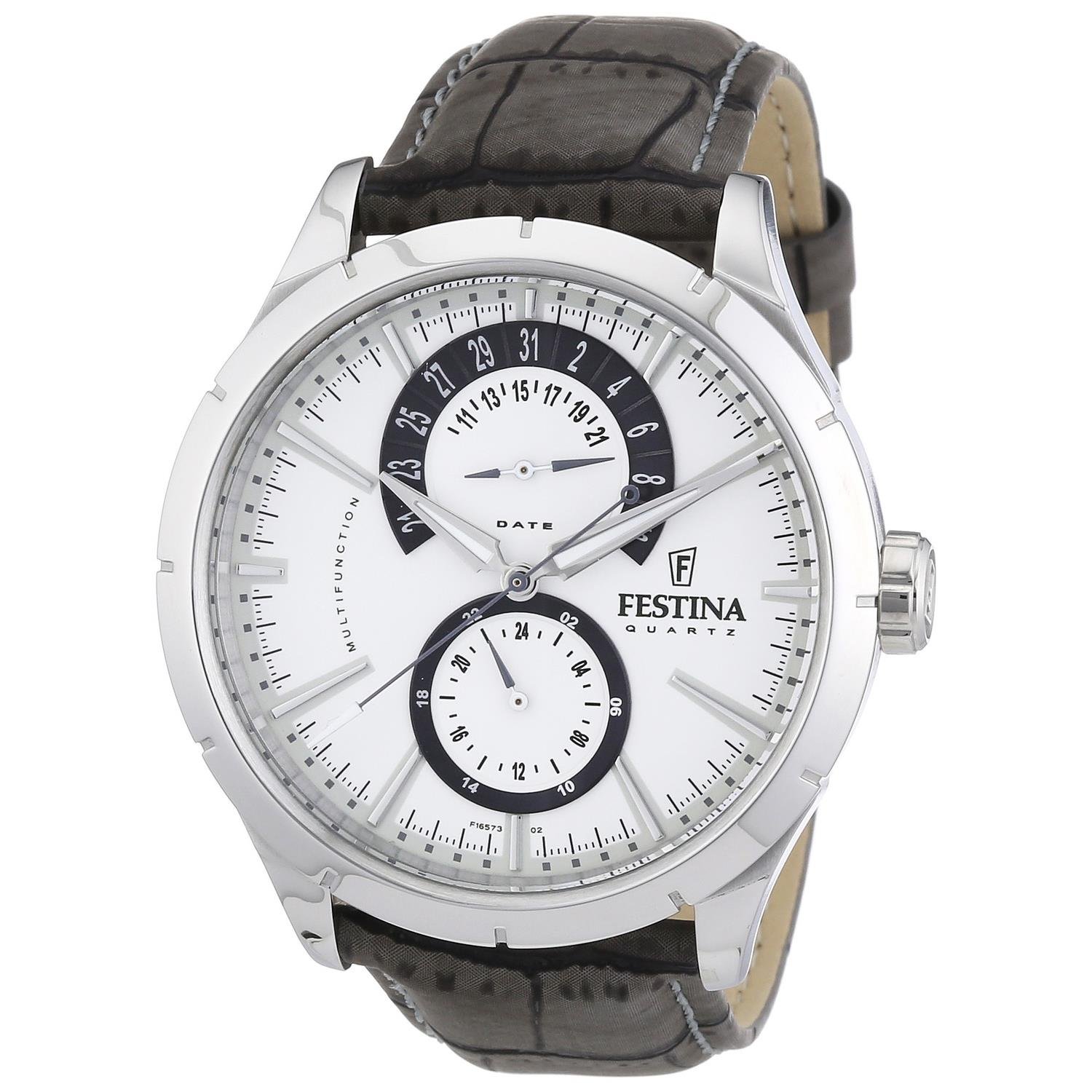 Festina Men's Chronograph Watch - Stainless Steel Case & Leather Strap - Ref. F16573/2 - Perfect for Business, Casual & Outdoor Activities